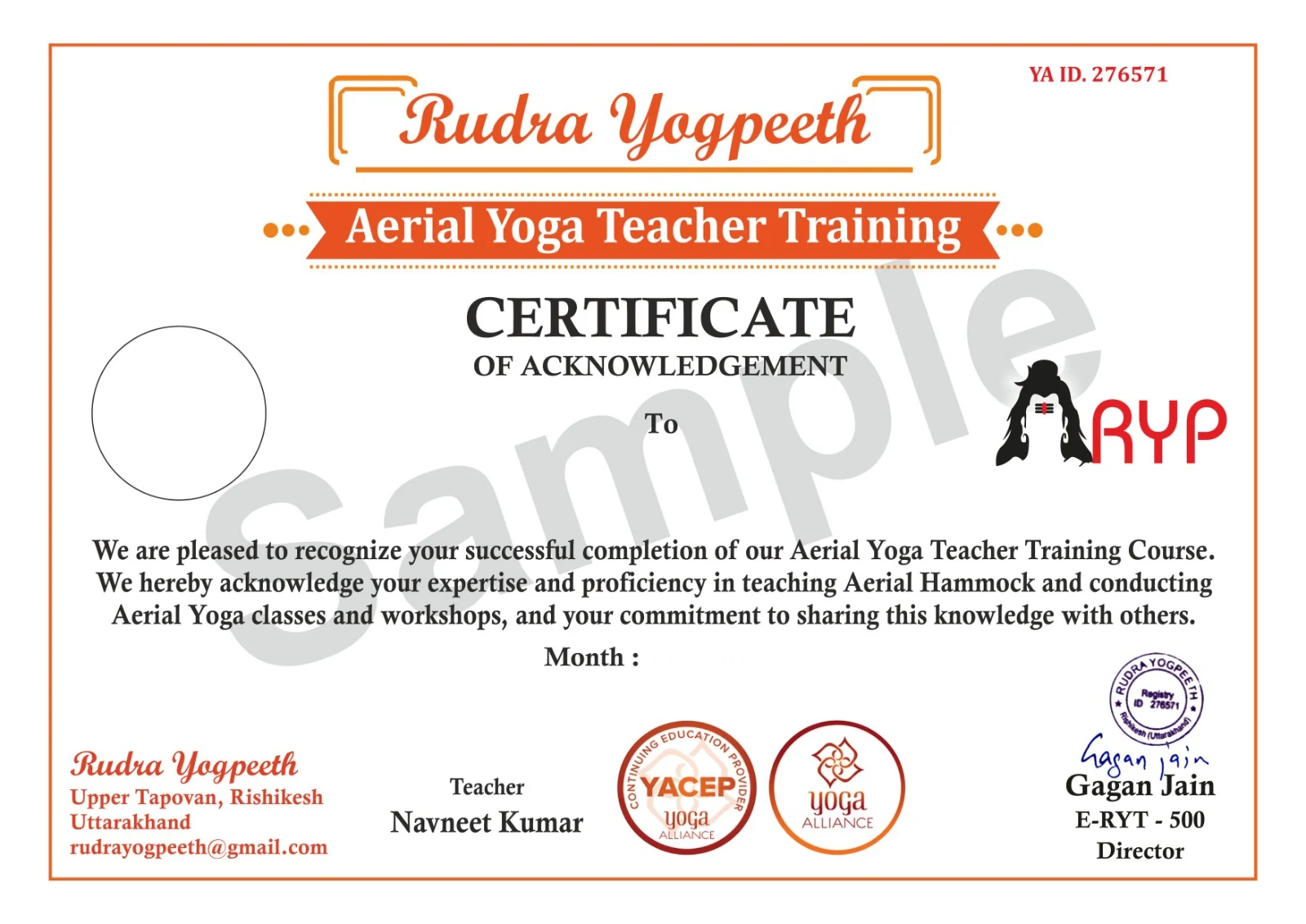 Aerial Yoga Teacher Training Certificate