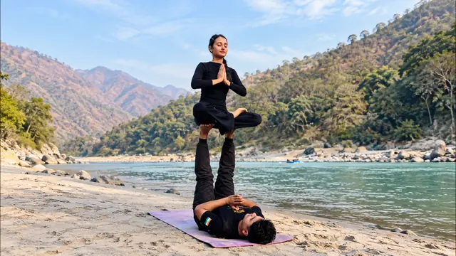 Acro Yoga partner practice session